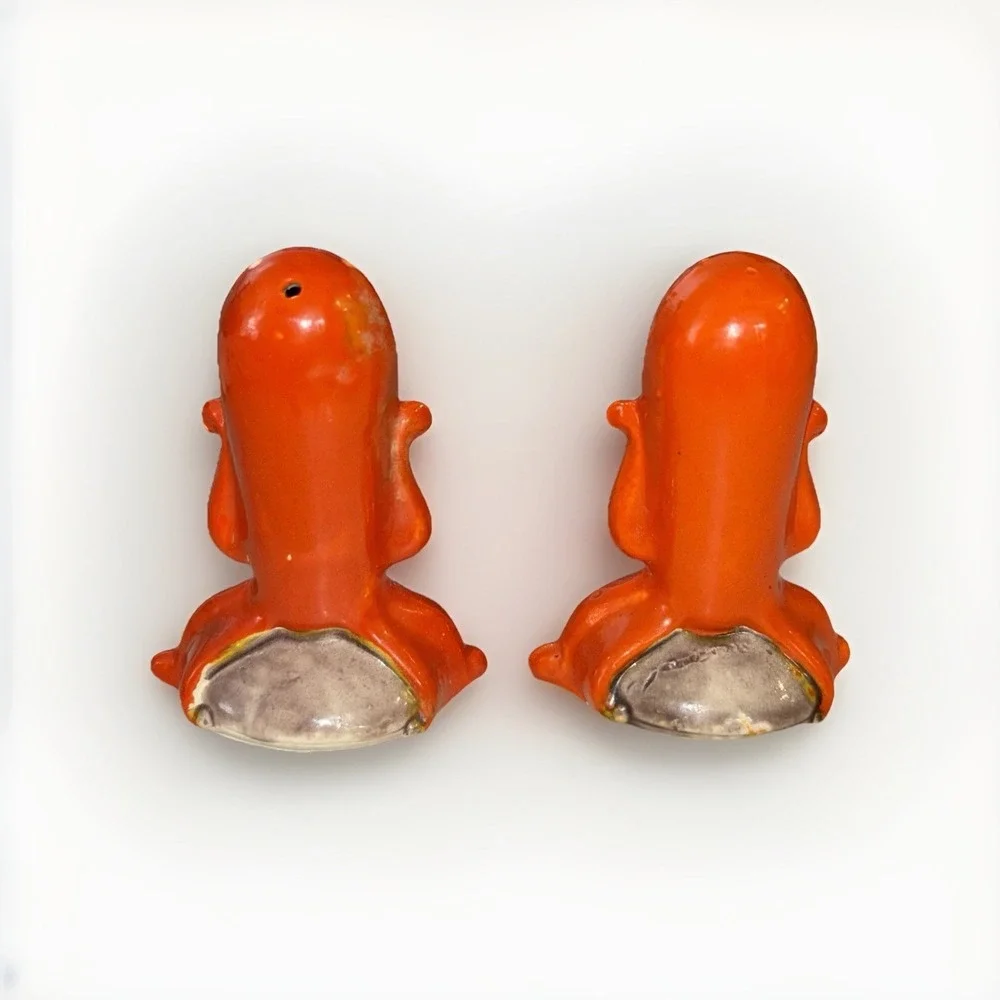 Vintage Orange Red Octopus Salt‎ And Pepper Shakers Sea Creatures Japan B24#40